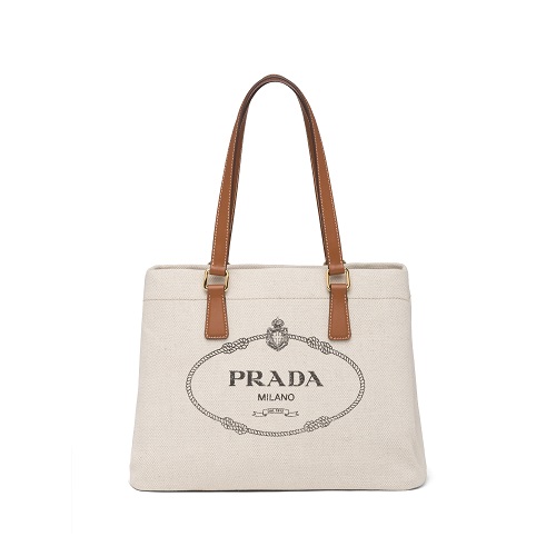 [스페셜오더]PRADA-1BG356 프라다 베이지 린넨 프린트 로고 토트백