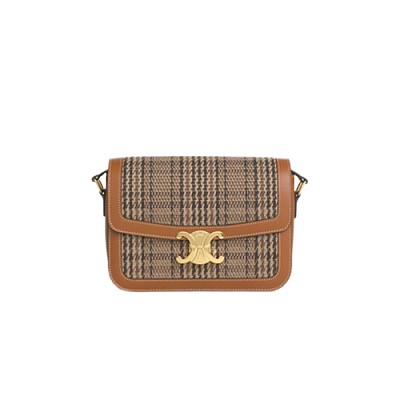 CELINE-187363 셀린느 탠 카프스킨 클래식 트리옹프 숄더백 22cm
