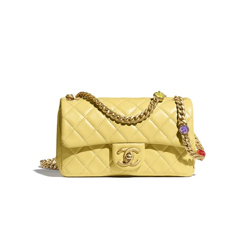 [스페셜오더]CHANEL-AS2380 샤넬 옐로우 램스킨 골드 메탈 레진 스몰 플랩 백 #샤넬이미테이션