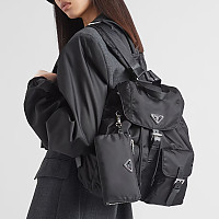 [스페셜오더]PRADA-1BZ811 프라다 블랙나일론&그레이 사피아노 가죽 파우치 백팩