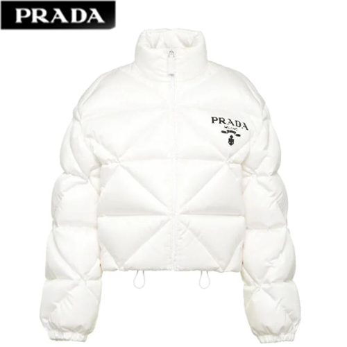 PRADA-291947 프라다 화이트 리나일론 개버딘 크롭 다운 재킷 여성용