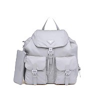 [스페셜오더]PRADA-1BZ811 프라다 블랙나일론&그레이 사피아노 가죽 파우치 백팩