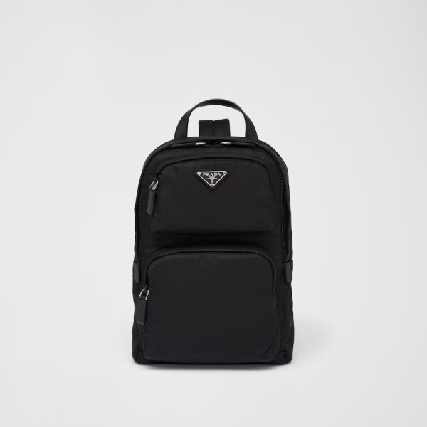 PRADA-2VZ105 프라다 블랙 리나일론 사피아노 가죽 백팩 20cm