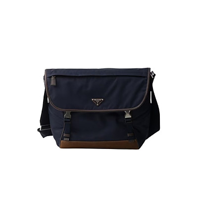 PRADA-2VD052 프라다 밀리터리/캐러멜 리나일론 및 가죽 숄더백 30cm