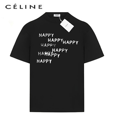 CELINE-06093 셀린느 블랙 프린트 장식 티셔츠 남여공용