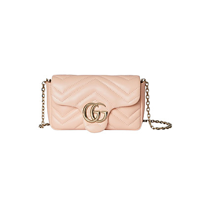 GUCCI-841290 6823 구찌 페일 핑크 가죽 GG 마몽 미니 숄더백