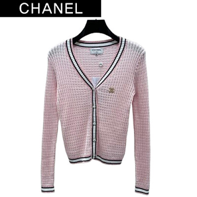 CHANEL-081713 샤넬 블루 메탈 CC 로고 장식 가디건