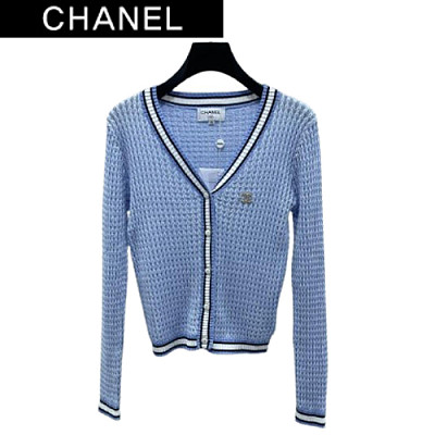 CHANEL-081712 샤넬 핑크 메탈 CC 로고 장식 가디건