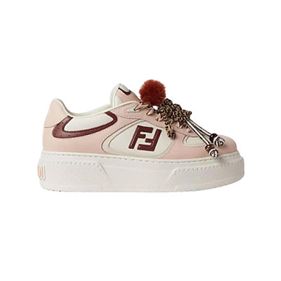 FENDI-8E8721 펜디 화이트 가죽 펜디 매치 로우탑 플랫폼 참 슈즈 여성용