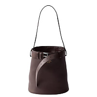 PRADA-1BE085 프라다 캐러멜 가죽 프라다 버클 버킷 백