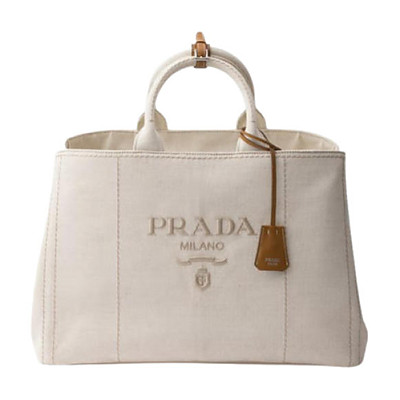 PRADA-2VG131 프라다 내추럴 코튼 캔버스 토트백