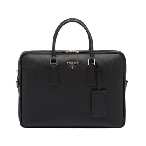 PRADA-2VE022 프라다 블랙 사피아노 가죽 브리프케이스