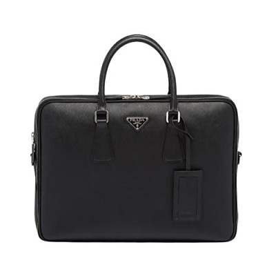 PRADA-2VE022 프라다 블랙 사피아노 가죽 브리프케이스