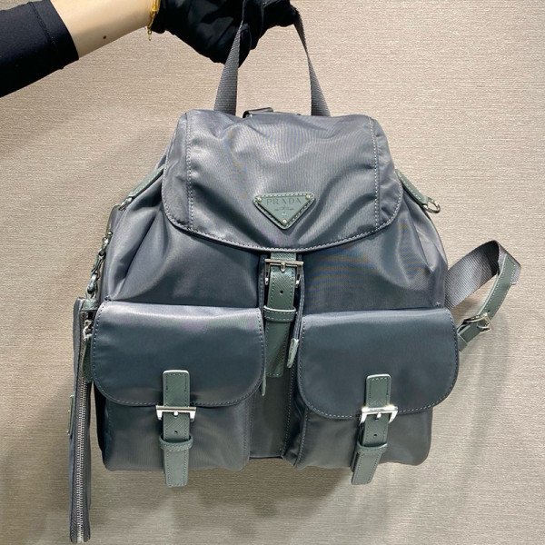 [스페셜오더]PRADA-1BZ811 프라다 블랙나일론&그레이 사피아노 가죽 파우치 백팩