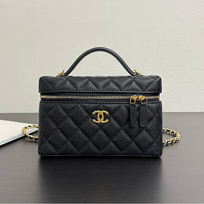 CHANEL-05063 샤넬 블랙 캐비어 가죽 바니티 케이스