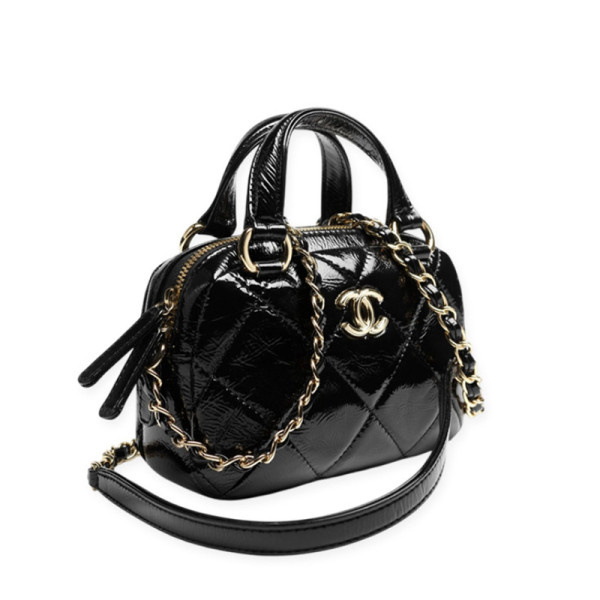 [스페셜오더]CHANEL-AS5536 샤넬 미니 볼링백 샤이니 크럼플드 카프스킨 블랙