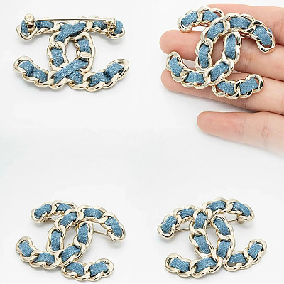 CHANEL-7655 샤넬 25 청데님 CC 메탈 브로치