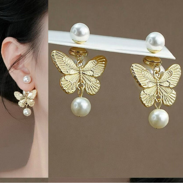 DIOR-6053 디올 나비 리본 CD 진주 귀걸이