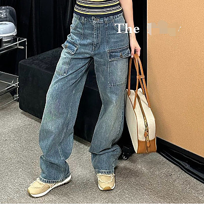 MIUMIU-032402 26년 봄/여름 신상 카고 멀티 포켓 데님 숏팬츠 여성용