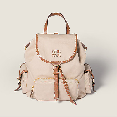 [스페셜오더]MIUMIU-5BZ042 미우미우 캔버스 및 가죽 백팩 블랙