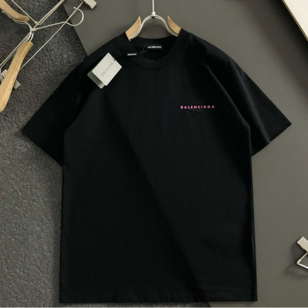BALENCIAGA-04078 발렌시아가 2026년 신재품 핑크로고 남녀공용 티셔츠