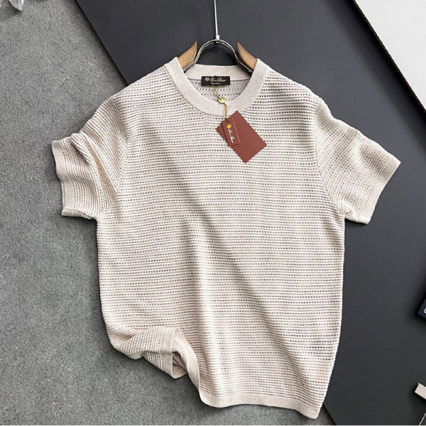 LORO PIANA-062610 로로피아나 2026SS 남성용 크루넥 니트 반팔 티셔츠