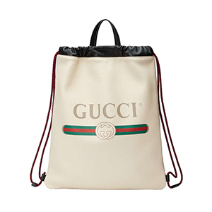 [스페셜오더]GUCCI-494053 8821 구찌 화이트 가죽 구찌 로고 드로우스트링 백팩